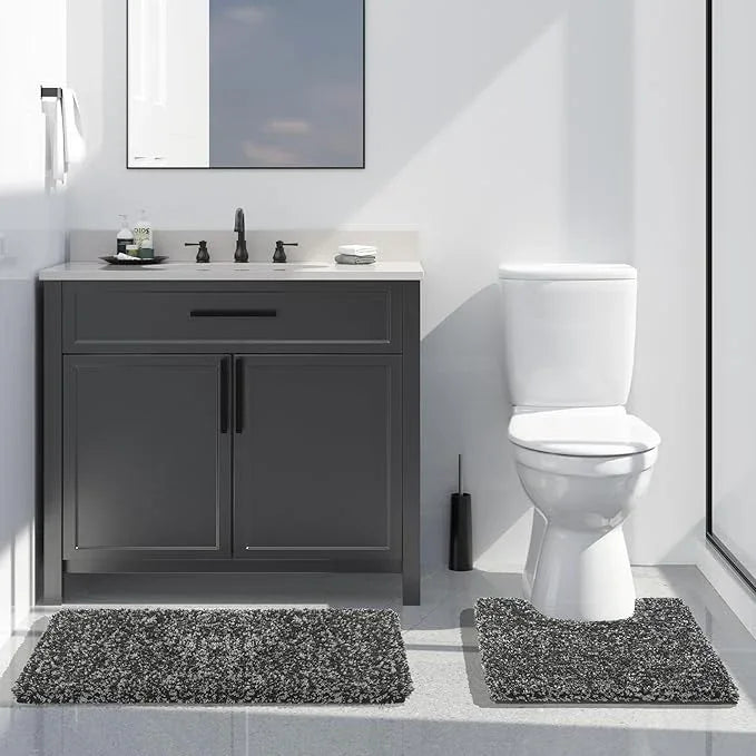 Yimobra Bath Rugs for Bathroom 32x20, Ultra Soft and Water Absorbent Bath Mats, Non Slip Plush Shower Rugs, Microfiber Thick Matts for Bathroom Floor/Tub, Machine Washable, Light Gray and Black Gray - ModernBath