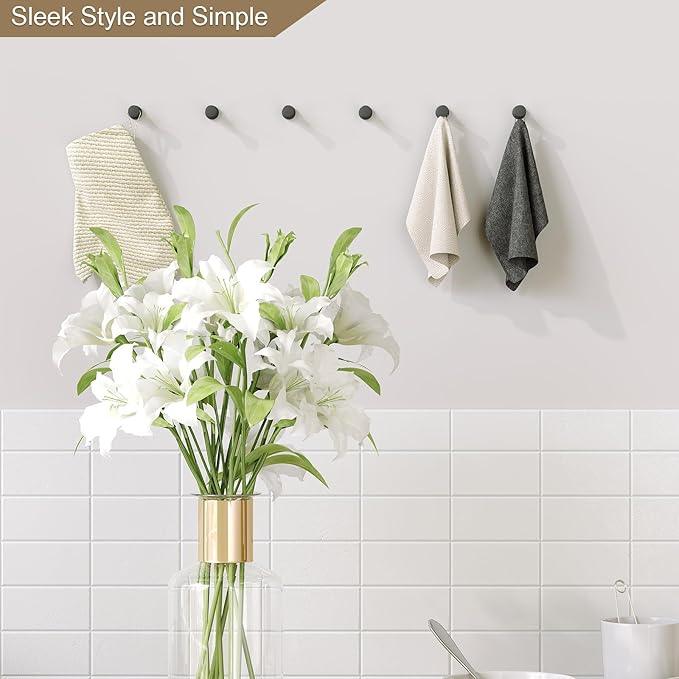Epock Towel Hooks for Bathrooms Set of 3, Screw-in Stainless Steel Robe Coat Clothes Hook Bathroom & Kitchen Round Style Small Wall Hooks Rustproof -Matt Black - ModernBath