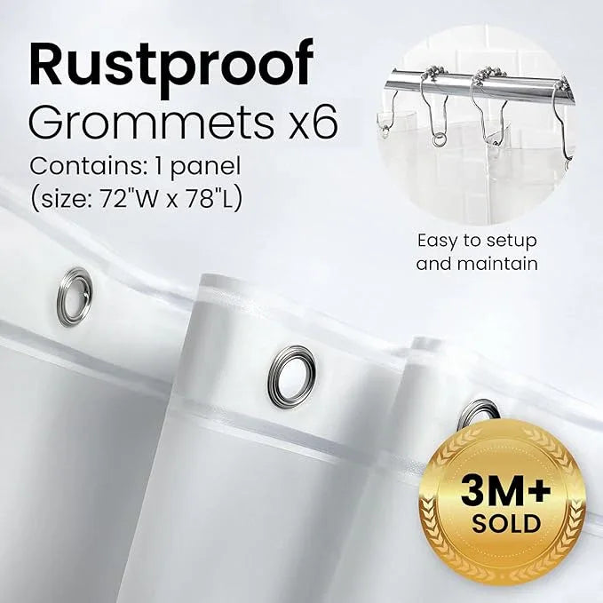 LiBa Bathroom Shower Curtain - Waterproof Plastic Shower Curtain Premium PEVA Non-Toxic Shower with Rust Proof Grommets Clear 8G Heavy Duty Bathroom Accessories 72x78 - ModernBath