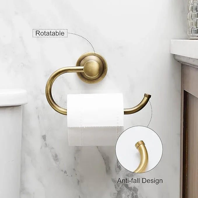 Hoimpro Antique Brass Towel Ring Toilet Paper Holder 2 Set, Double Bathroom Hardware Fixtures Toilet Roll Tissue Holder, Hand Towel Bar Towel Rack Rv Accessories, Sus304 Stainless Steel, Wall Mount - ModernBath