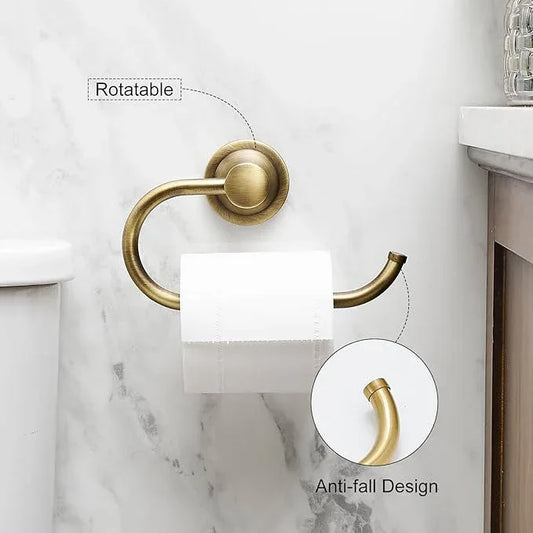 Hoimpro Antique Brass Towel Ring Toilet Paper Holder 2 Set, Double Bathroom Hardware Fixtures Toilet Roll Tissue Holder, Hand Towel Bar Towel Rack Rv Accessories, Sus304 Stainless Steel, Wall Mount - ModernBath