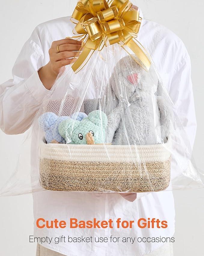 Small Woven Basket, 12 x 8 x 4.5 Inches, Storage Basket for Organizing, Cute Small Rope Shelf Closet Cube Storage Bins Baskets for Shelves, Dog Toy Gift Baskets Empty, 3 Pack Gradient Brown - ModernBath