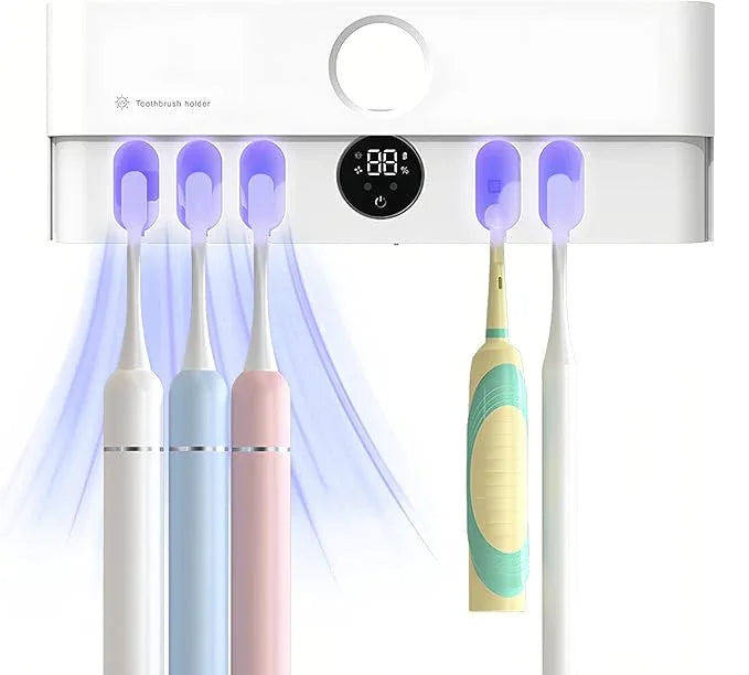 Electric Toothbrush Holder and Cleaner Auto Cleaning and Drying Toothbrushs in Circle Wall Mounted for Bathroom Accessory Auto Open/Close Cover Rechargeable Home Gadgets - ModernBath