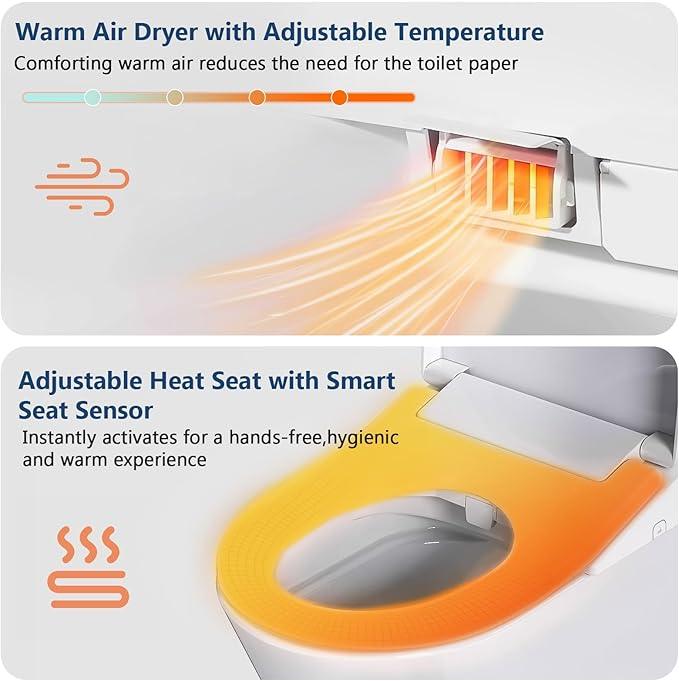 Electric Bidet Toilet Seat with Heated Seat, Endless Warm Water, Smart Bidet Toilet Seat Elongated, Separable Sittable Lid, Self-Clean Adjustable Nozzle | Wireless Remote | Quiet Operation - ModernBath