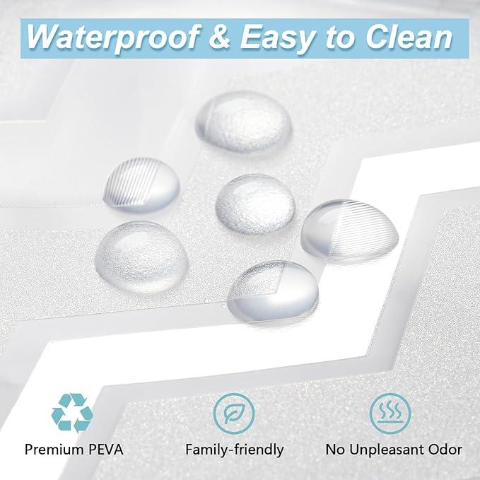 Seenus Waterproof PEVA Shower Curtain Liner White Striped, Bpa-Free 3D Frosted Shower Liner with 3 Large Magnets, Bathroom Translucent Plastic Shower Curtain Lightweight for Privacy - ModernBath