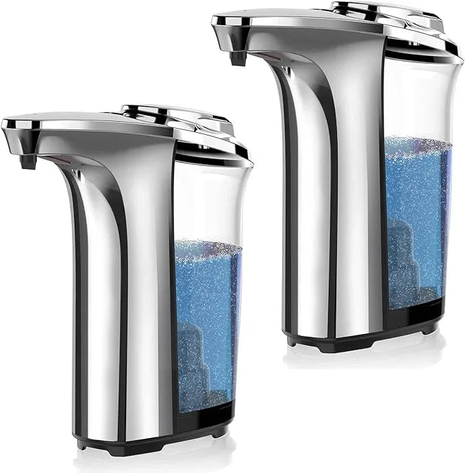 PZOTRUF Automatic Soap Dispenser, Touchless Dish Soap Dispenser 17oz/500ml with Upgraded Infrared Sensor, 5 Adjustable Soap Dispensing Levels, Liquid Hand Dispenser for Bathroom (Silver Set) - ModernBath