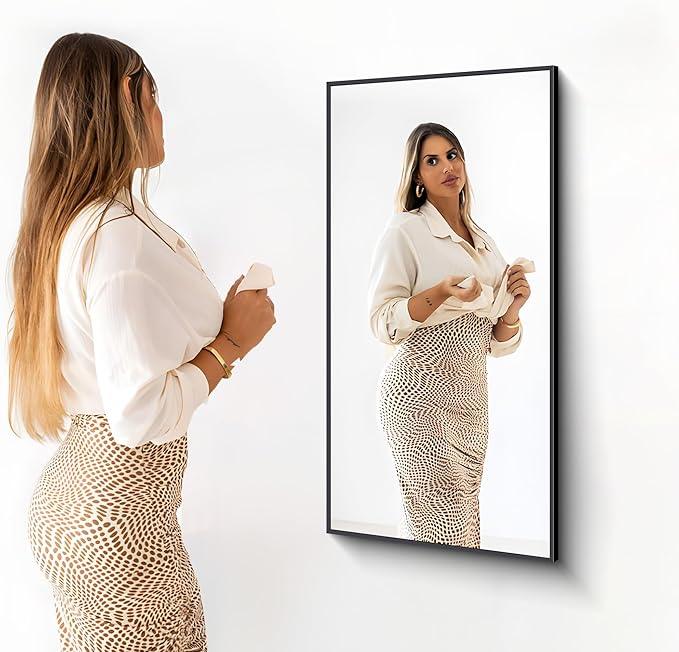 DESBING Black Bathroom Mirror for Wall, 24x48 Inch Rectangle Mirrors with Metal Frame, Modern Vanity Wall Mirror Decor for Entryway Hangs, Bathroom Living Room Horizontal or Vertical - ModernBath