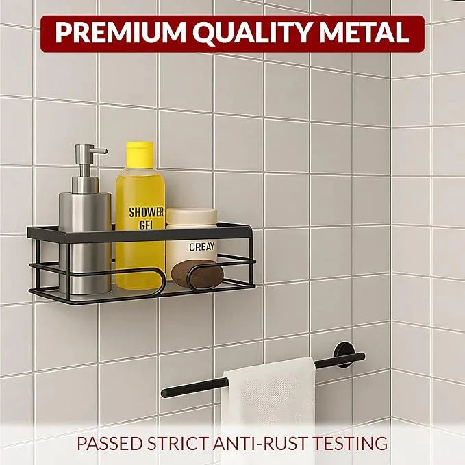 2-Pack Corner Shower Caddy - Rustproof Premium Metal Shelves with Adhesive Pads, No Drilling Required, Wall-Mounted Bathroom Organizer and Storage - Black - ModernBath