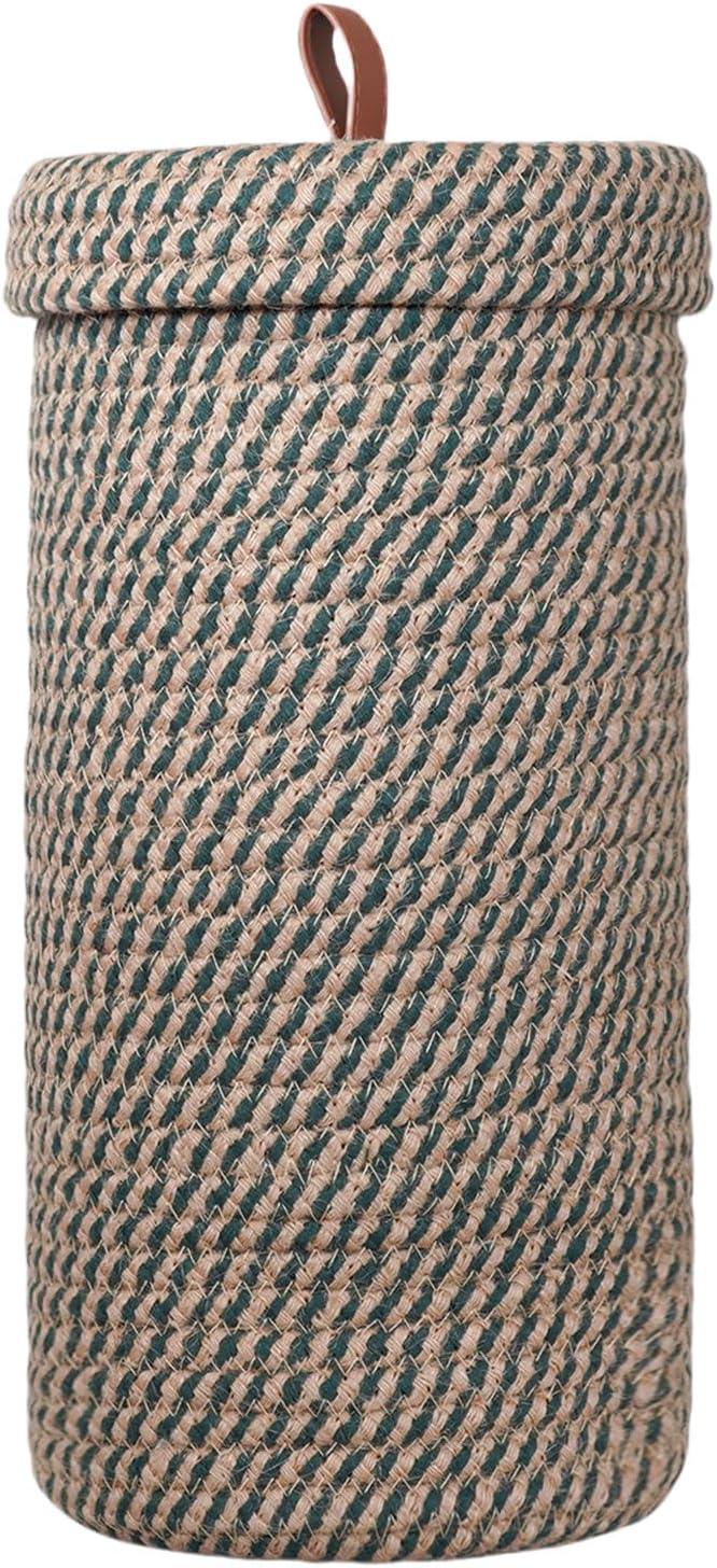 Toilet Paper Holder, Boho Decor Toilet Paper Storage Stand for Bathroom,Cotton Handmade Woven Paper Basket for Mega Roll,3 Rolls of Toilet Tissue Storage, Santa Green&Jute - ModernBath
