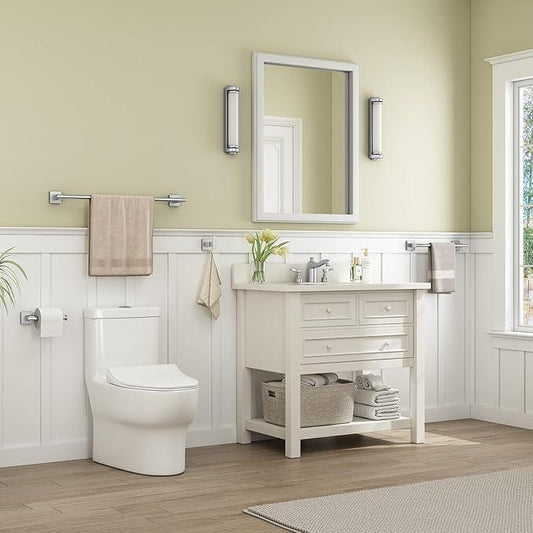 Suyar Bathroom Hardware Set Brushed Nickel, 304 Stainless Steel Bathroom Accessories 4 Pieces, Include Robe Hook, Toilet Paper Holder, Hand Towel Holder, Towel Bar, Wall Mount - ModernBath
