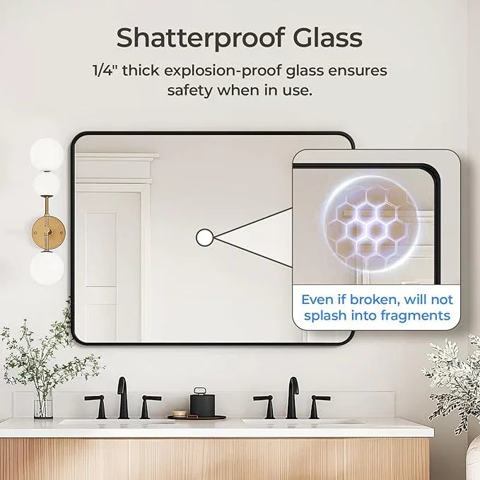 USHOWER Black Bathroom Mirrors for Over Sink 30 x 40 Inch, Metal Frame Rectangle Vanity Mirror, Modern Farmhouse, Wall Mounted for Bedroom, Living Room, Entryway Remodel & Upgrade - ModernBath