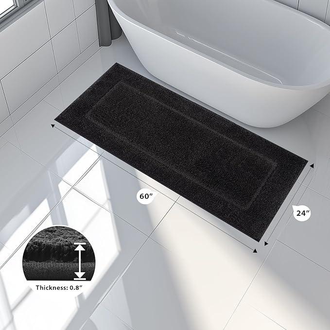 anllugs Bathroom Rugs 24" x 60", Non-Slip Extra Soft Absorbent Bath Rugs, Machine Washable Quick Dry Bath Mats for Bathroom Floor, Shower, Bathtub and Sink, Black - ModernBath
