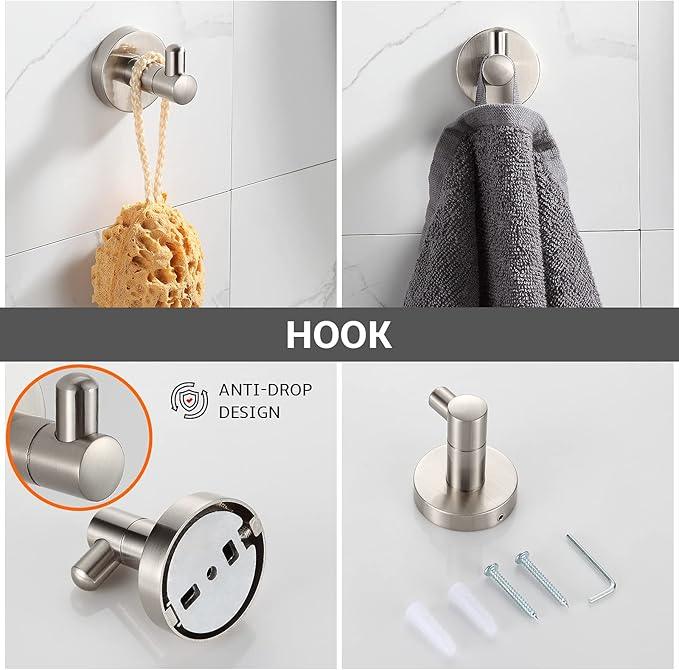 BGL Bathroom Accessory Set Brushed Nickel 4-Pieces Bathroom Towel Rack 24 Inches Adjustable Bathroom Hardware Set - ModernBath
