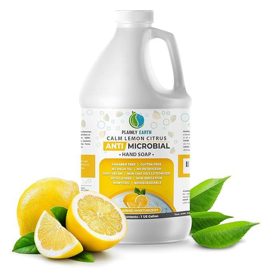 Plainly Earth Antimicrobial Liquid Hand Soap (1 US Gallon) - Antibacterial Soap Refill - Hand Soap Refill Bottle - Cruelty Free Moisturizing Soap, Calm Lemon Citrus - ModernBath