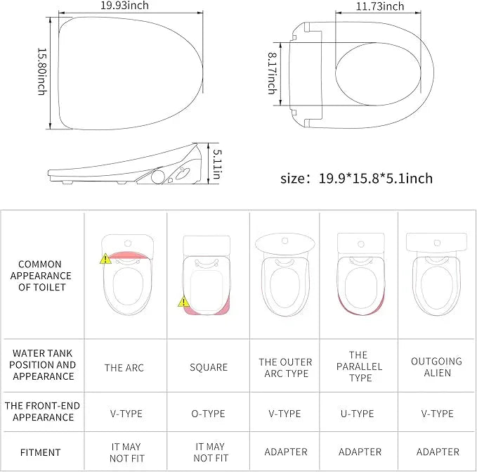 Bejoan X1 Electric Bidet Seat for Elongated Toilets with Remote Control- Electronic Heated Toilet Seat with Endless Warm Water and Multifunctional Wash Functions，White，Easy Installation - ModernBath