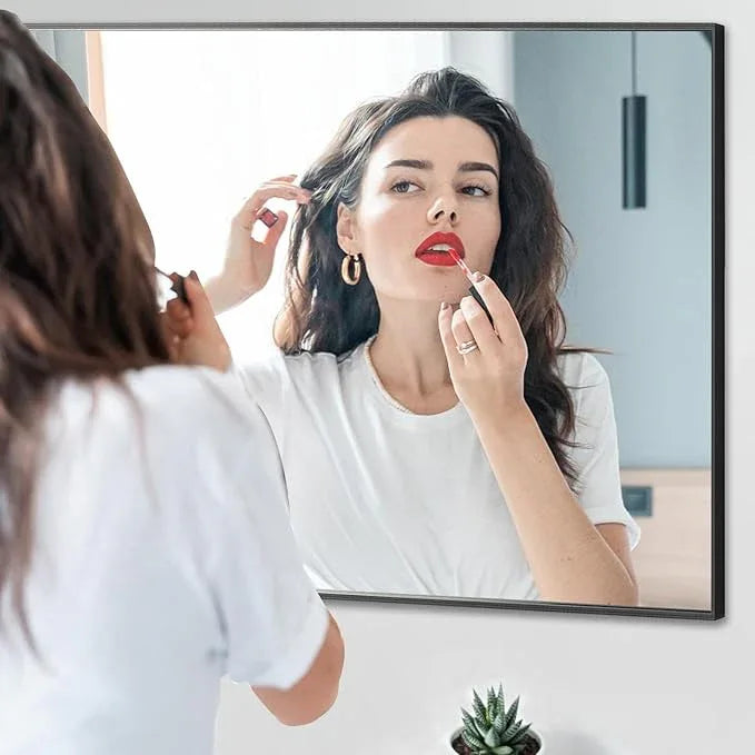 LEDLUX 20x40 Inch Black Bathroom Mirror, Copper-Free Mirror, Aluminum Alloy Frame Vanity Mirror, Rectangle Wall Mounted Mirror for Bedroom/Living Room/Porch Horizontal or Vertical - ModernBath