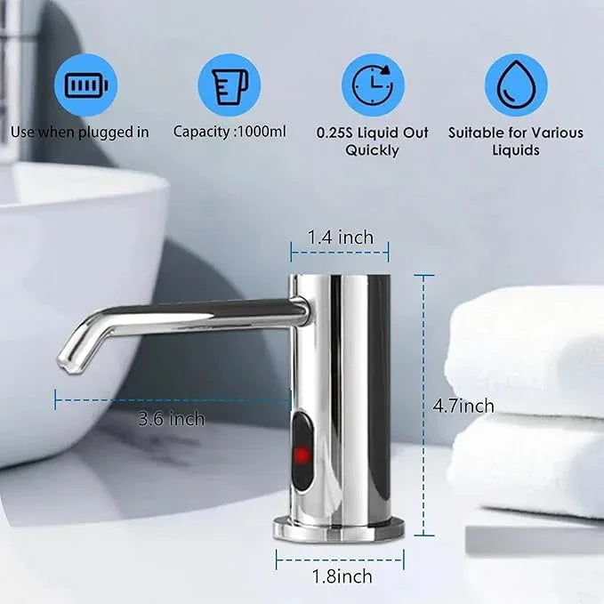 Automatic Soap Dispenser Touchless for Kitchen and Bathroom, Sink Built in Commercial Electric Soap Dispenser,Upgraded Infrared Sensors, with Bottle and Pump Electroplated 33.81oz/1000ml - ModernBath