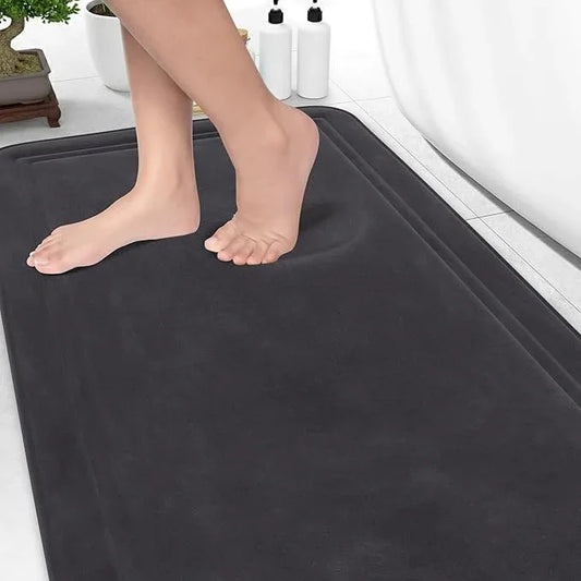 ITSOFT Memory Foam Bath Mat 59x23, Non Slip, Machine Washable, Quick Dry & Absorbent Rugs, Bath Mats for Bathroom Floor, Tub & Shower, Bathroom Rug, Charcoal Gray - ModernBath