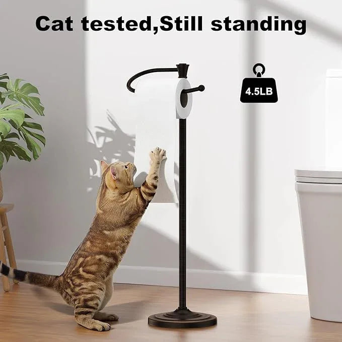 Toilet Paper Holder Free Standing, 25” H Stainless Steel Oil Rubbed Bronze Toilet Paper Stand, Weighted Base Floor Tissue Roll Holder for Bathroom,Toilet Roll Stand - ModernBath