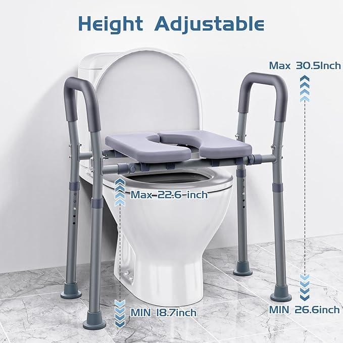 Dedibody Toilet Seat Risers for Seniors, Raised Toilet Seat with Handles, Adjustable Height & Width, Heavy Duty Up to 550lb Handicap Elevated Toilet Seat for Elderly, Pregnant, Fit Any Toilet - ModernBath