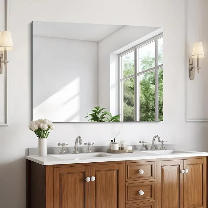 KOCUUY Frameless Mirror, 30"x40" Bathroom Mirror for Over Sink, Unframed Vanity Mirror, Large Rectangle Mirror for Wall, Upgraded Shatterproof, Wall Mirror for Bathroom, Bedroom, Living Room, Entryway - ModernBath