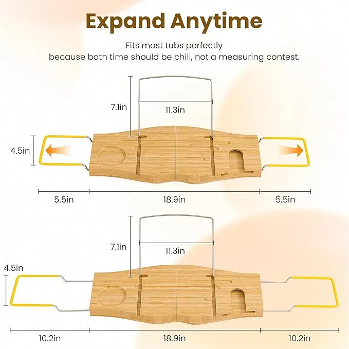 Bamboo Bathtub Tray Expandable Bathroom Tray for Home Spa Relaxation, Wooden Tray Caddy for Bathtub, Bamboo Bathtub Caddy as Unique Housewarming, Birthday, Wedding Shower Gifts. - ModernBath