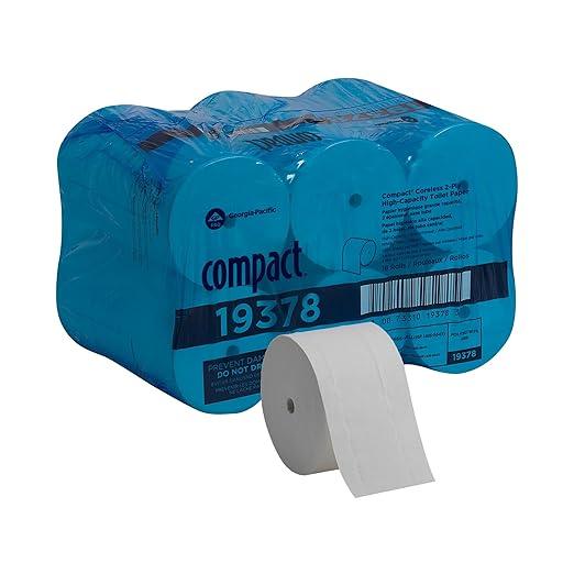 Georgia-Pacific Compact Coreless 2-Ply Recycled Toilet Paper by GP PRO (Georgia-Pacific), 19378, 1,500 Sheets Per Roll, 18 Rolls Per Case - ModernBath