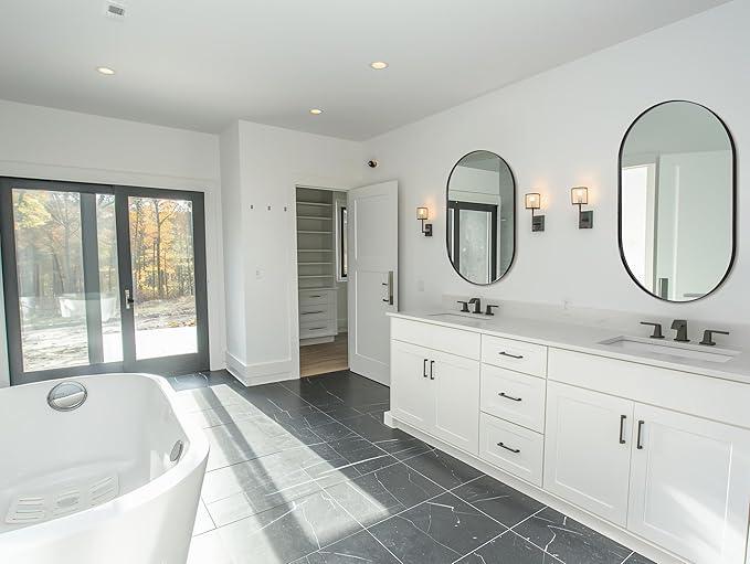 ANDY STAR Large Oval Black Bathroom Vanity Mirror, 30x40 Inch, Stainless Steel Metal Frame, Shatterproof Glass, Wall Mounted - ModernBath