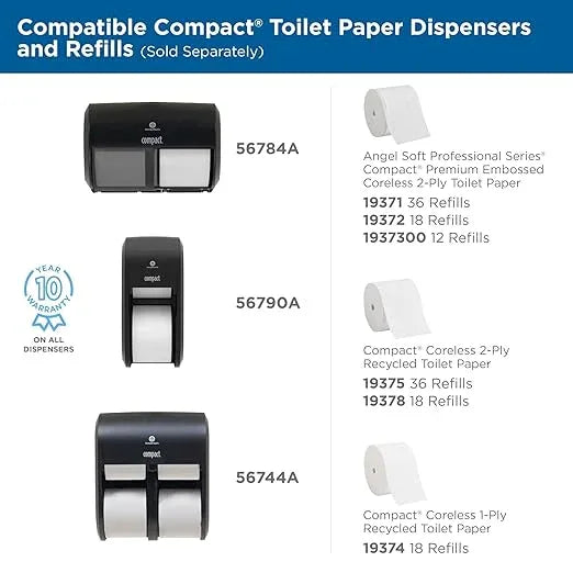 Angel Soft Professional Series Compact Premium Embossed Coreless 2-Ply High-Capacity Toilet Paper by GP PRO, White, 19371, 750 Sheets Per Roll, 36 Rolls Per Case - ModernBath