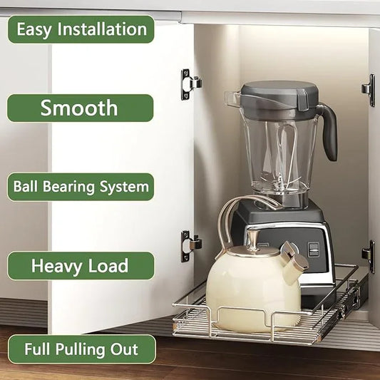 Pull Out Cabinet Organizer 10½" W x 21½" D, Heavy Duty Cabinet Pull Out Shelves, Slide Out Drawers Organization for Kitchen Cabinets Bathroom - ModernBath