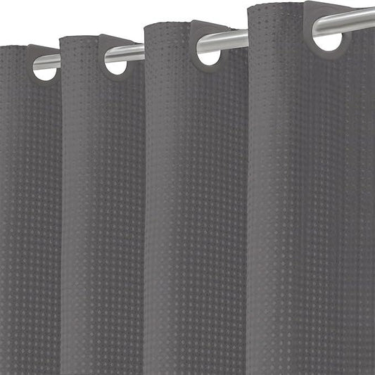 Inhousolu No Hook Waffle Weave Shower Curtain with Removable Snap in Fabric Liner Set for Bathroom, 230 GSM Heavy Duty Weighted Hem, Water Repellent Washable Bath Curtains, 72 x 78 Inch, Graphite Grey - ModernBath