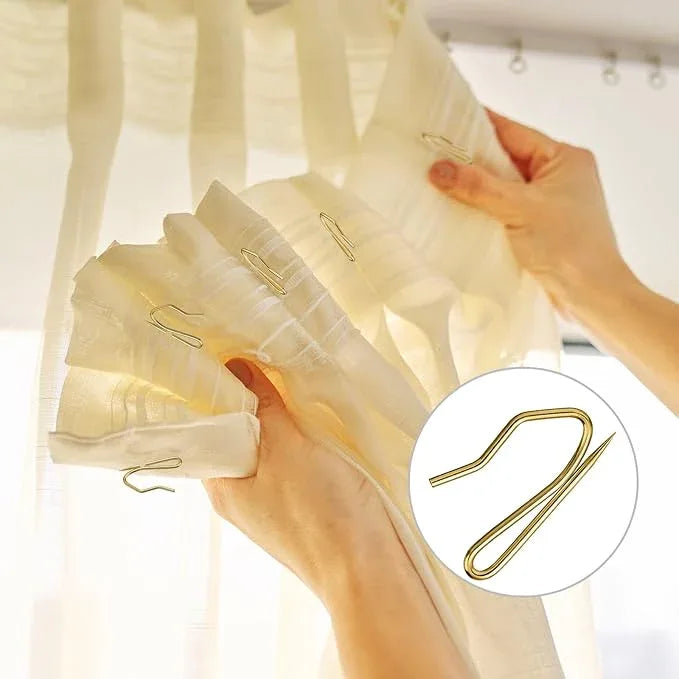 Hotop 30 Pcs Metal Drapery Curtain Rings 0.98/1.26/1.65 inch Interior Diameter and 30 Pcs Hanging Curtain Drapery Pin Hooks for Window Door Shower(Gold,25 mm) - ModernBath