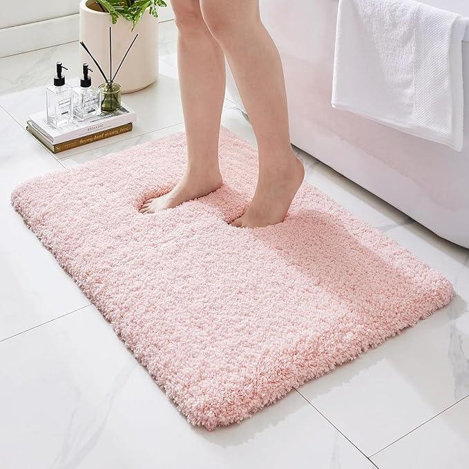 Ruggnovea Bathroom Rugs Non Slip Washable 36x24, Ultra Soft Thick Shaggy Absorbent Bath Mats, High Density Foam Latex Non Slip Backing Bath Rugs, Microfiber Bath Mats for Bathroom Floor&Sink,Pink - ModernBath