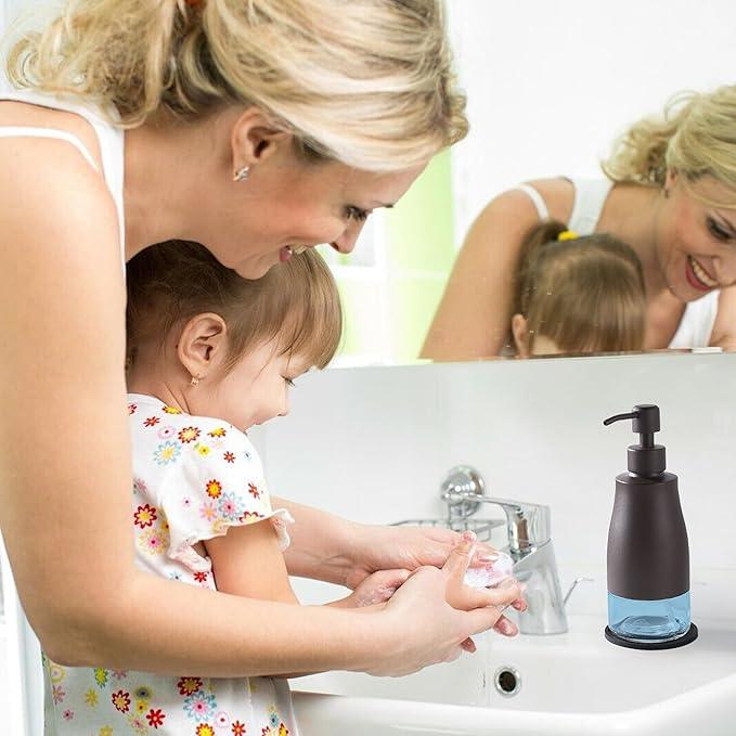 Gaussra Bronze Soap Dispenser with Coaster and Stickers, Stainless Steel and Glass Bottle Hand Pump Dispenser, Refillable Liquid Hand Soap Dispenser for Bathroom & Kitchen (11OZ / 320ML) - ModernBath