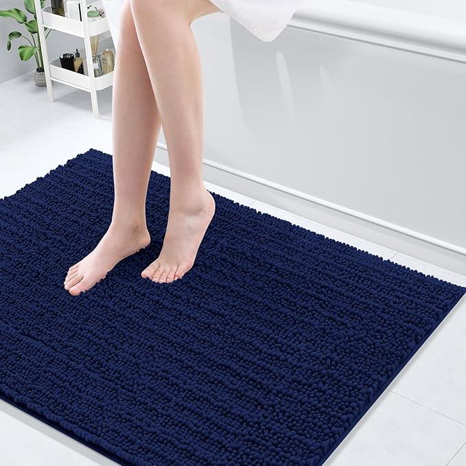 Arotive Luxury Chenille Bathroom Rug Mat, Extra Soft Thick Absorbent Shaggy Bath Rugs, Non-Slip Machine Wash Dry, Plush Bath Mats for Bathroom, Shower and Tub, 40x32, Navy - ModernBath