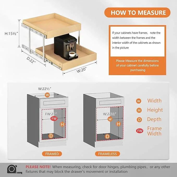 WelFurGeer 2-Tier Pull Out Cabinet Organizer with Soft Close Slides, Pull Out Drawers for Cabinets, Heavy-Duty Slide Out Drawers for Kitchen Cabinets, Under Sink, Pantry & Bathroom - ModernBath