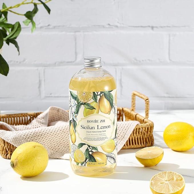 ROMIIE ZOI Liquid Hand Soap Refills, Lemon, Gentle & Moisturizing Formula, 750 ML/ 26 FL OZ - ModernBath