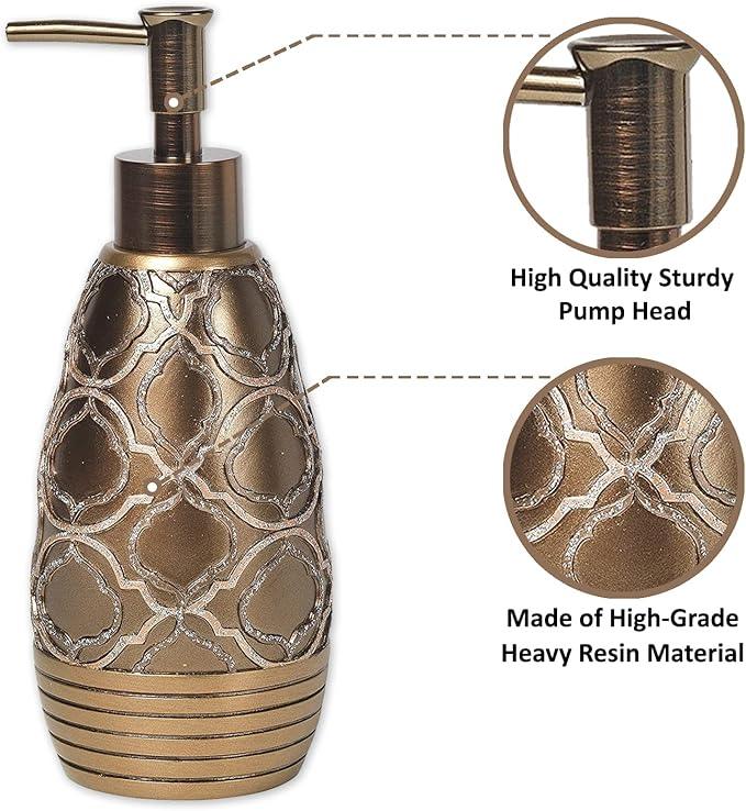 Zahari Home 4pc Spindle Stylish Bathroom Accessories Set Bathroom Soap Dispenser, Tumbler, Tooth Brush Holder and Soap Dish Modern Classic Luxury Contemporary Decor Unique Design Modern Bath Set - ModernBath