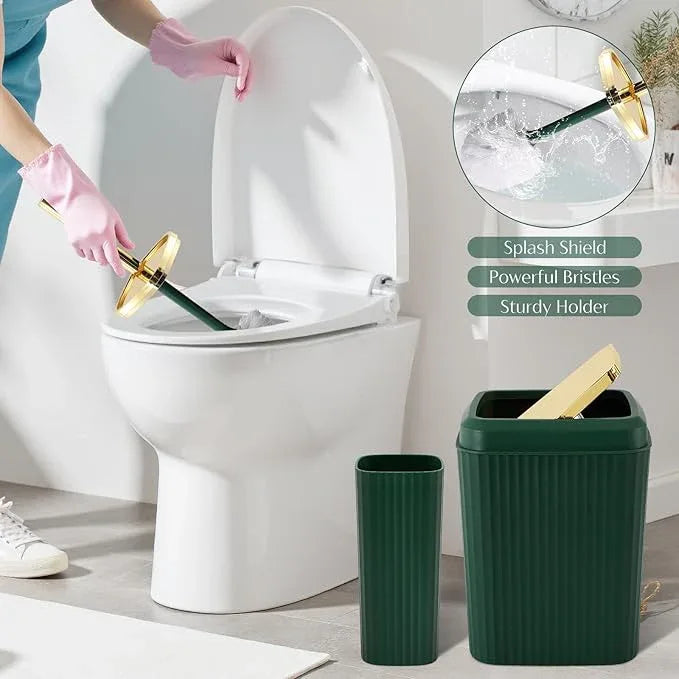 WSBArt 17PCS Bathroom Accessory Set Bathroom Set Hunter Green Bathroom Accessories,Toilet Brush, Trash Can, Qtip Holder Dispenser& 3PCS Soap Dispenser - ModernBath