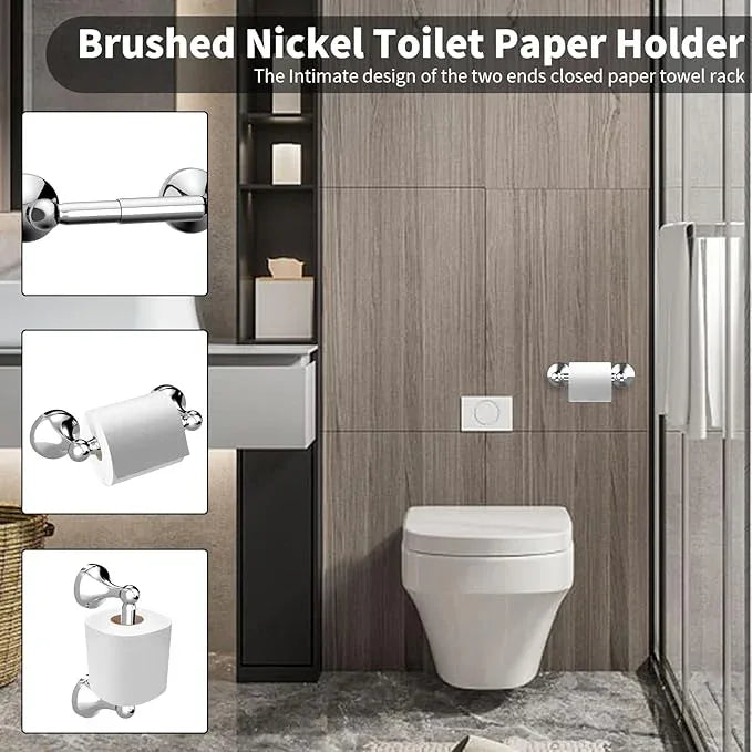 8-Pieces 24" Bathroom Hardware Set, Bathroom Accessory Set, Includes 24" Adjustable Bath Towel Bar, Towel Rings Wall Mounted, Toilet Paper Holder, Robe Towel Hooks (Polished Chrome) - ModernBath
