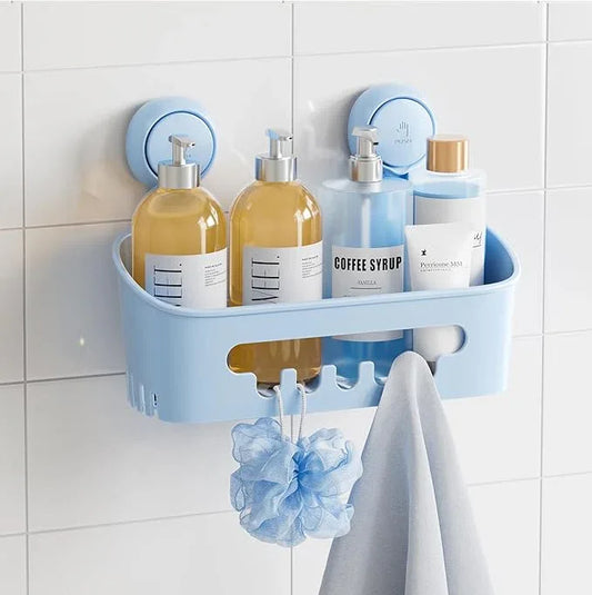 TAILI Shower Caddy Suction Cup, Heavy Duty Bathroom Organizer, Removable Shelves for Inside Shower, Shampoo, Waterproof Suction Plastic Storage for Bathroom Accessories Holder, Blue - ModernBath