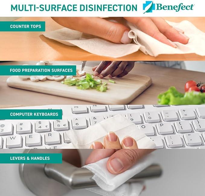 Benefect Botanical Disinfectant Wipes – 1,500 Sanitizing Wipes. 6 Pack of 250 Wipes Per Unit - High Traffic - Gym Wipes, Schools and Food Safe Cleaning (250, 6) - ModernBath