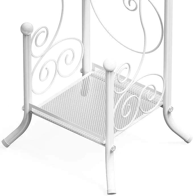 Simple Houseware English Style Bathroom Toilet Tissue Roll Holder Stand with Shelf, White - ModernBath
