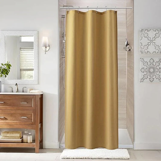 Naturoom 36 Inch Gold Linen Shower Curtain - Stall Narrow Half Ultra Thick Fabric Shower Curtain Set with Hooks, Boho Farmhouse Rustic RV Camper Bath Curtains for Bathroom, 36x72 - ModernBath