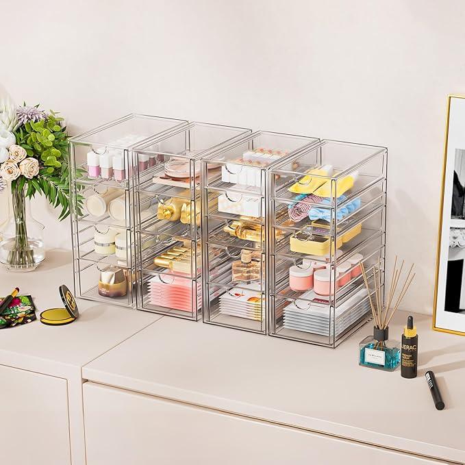 Acrylic Makeup Organizer with 31 Drawers, 6 Pack Clear Storage Drawers, Bathroom Makeup Organizer for Palettes, Cosmetic, and Beauty Supplies,Ideal for Vanity, Cabinet,Desk Organization - ModernBath