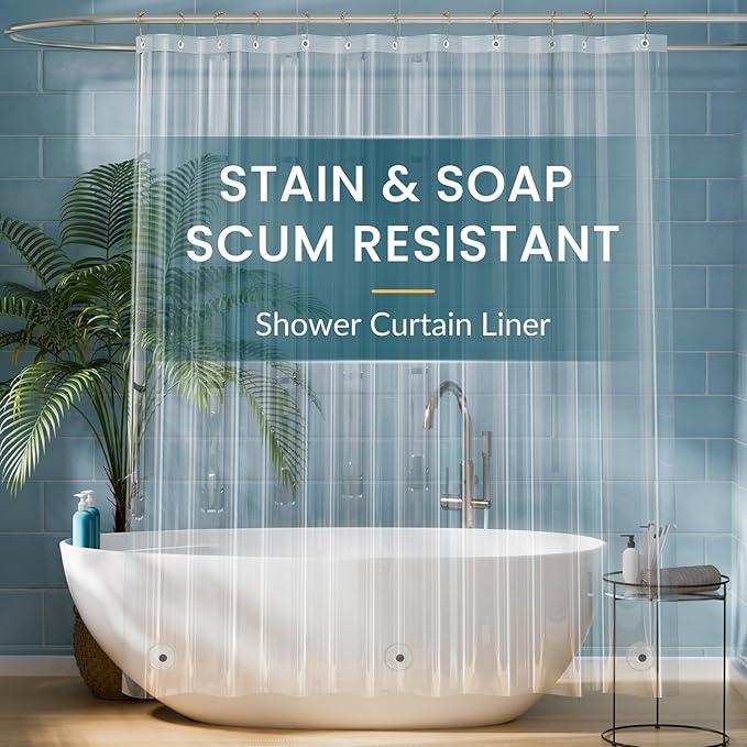 Titanker Clear Shower Curtain Liner, Plastic Shower Liner PEVA 72 x 72 Lightweight Waterproof Shower Curtains for Bathroom with Magnets and Rustproof Grommets - ModernBath
