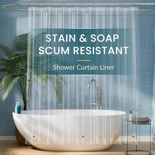 Titanker Clear Shower Curtain Liner, Plastic Shower Liner PEVA 72 x 72 Lightweight Waterproof Shower Curtains for Bathroom with Magnets and Rustproof Grommets - ModernBath