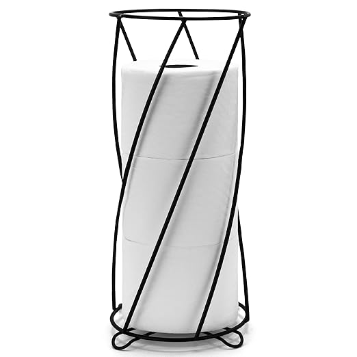 BROOKSTONE, Stylish Toilet Paper Holder, Freestanding Bathroom Tissue Organizer, Minimalistic Storage Solution, Modern Trending Design [Holds MEGA Rolls]