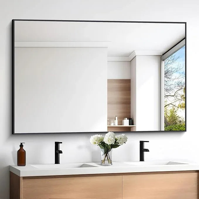 DESBING Black Bathroom Mirror for Wall, 60x40 Inch Rectangle Mirrors with Metal Frame, Modern Vanity Wall Mirror Decor for Entryway Hangs, Bathroom Living Room Horizontal or Vertical - ModernBath