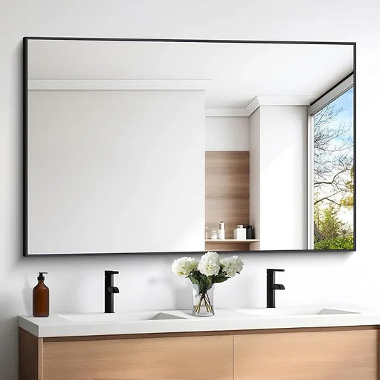 DESBING Black Bathroom Mirror for Wall, 60x40 Inch Rectangle Mirrors with Metal Frame, Modern Vanity Wall Mirror Decor for Entryway Hangs, Bathroom Living Room Horizontal or Vertical - ModernBath